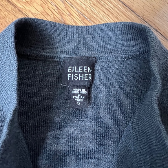 Vtg EILEEN FISHER Wool Sweater Mandarin Collar Cardigan Jacket sz S Italian Yarn - Picture 3 of 3